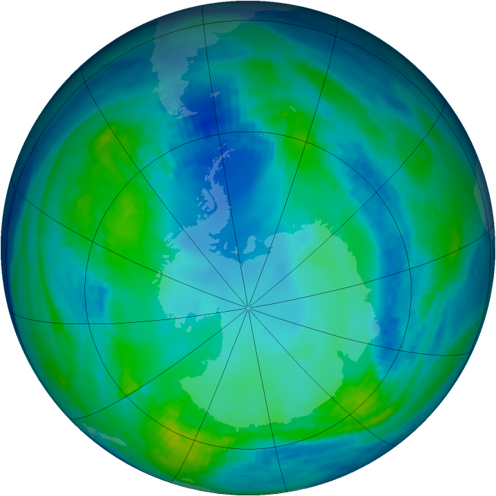 Antarctic ozone map for 14 May 1993